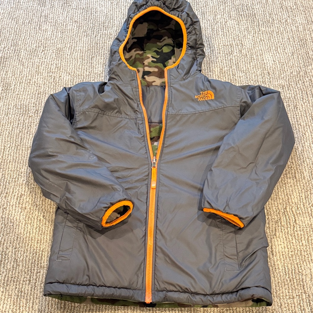 The North Face Charcoal and Tangerine Hooded Jacket/reversible